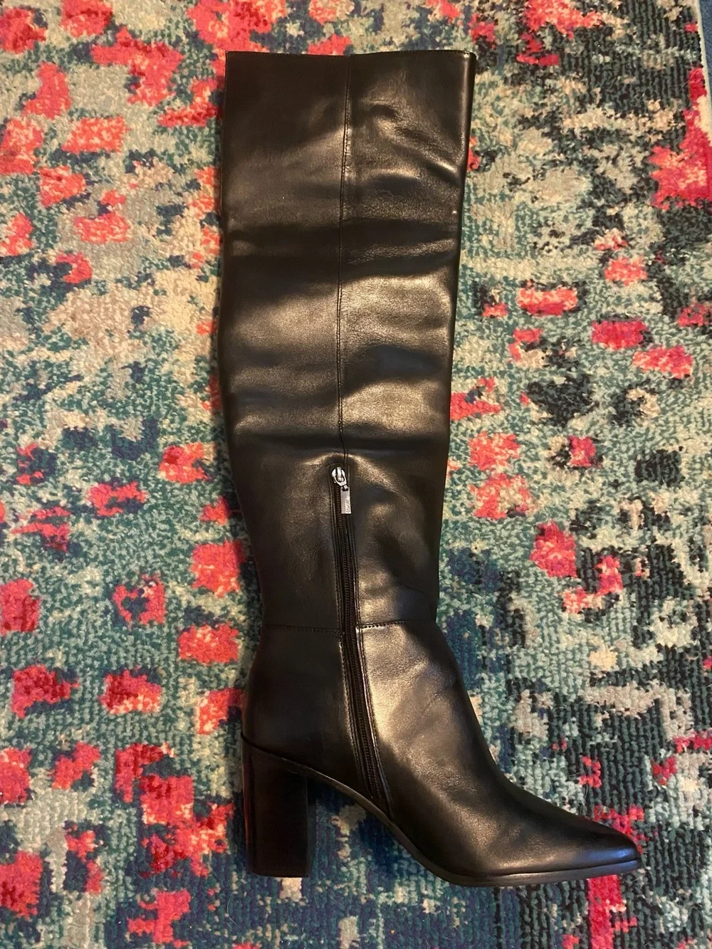 Schutz Mikki Black Leather Over The Knee Tall Block Heel Boots Size 9.5 NEW